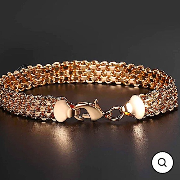 NEW ROSE GOLD FILLED 12MM VENITIAN CHAIN LINK BRACELET - Picture 7 of 8